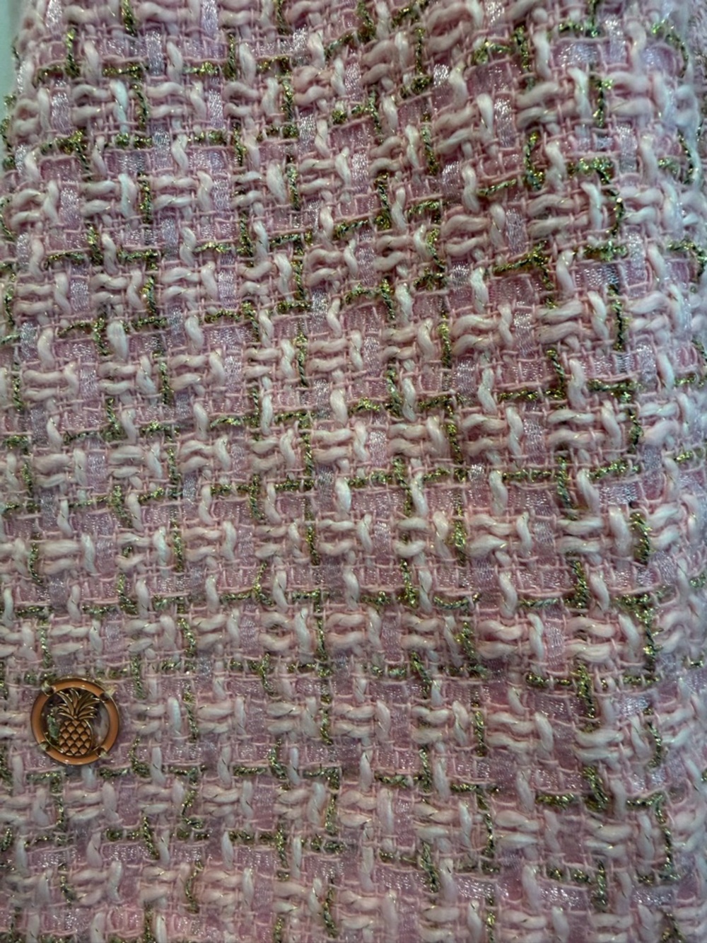 Simply Southern Pink Gold Tweed Tiered Women’s Dress with Puff Sleeves- Large - Picture 4 of 6